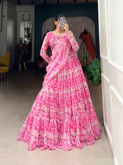 Pink Readymade Wedding lehenga choli with Dupatta for women