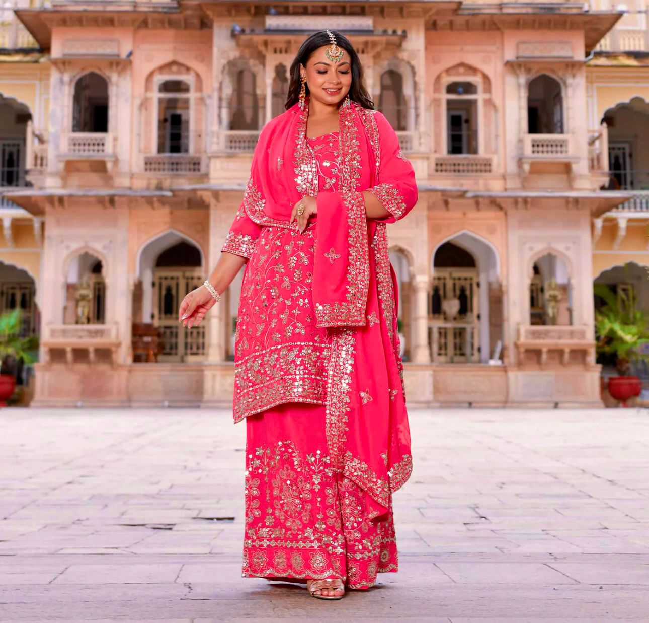 Pink Ready To Wear Palazzo Suit Salwar kameez