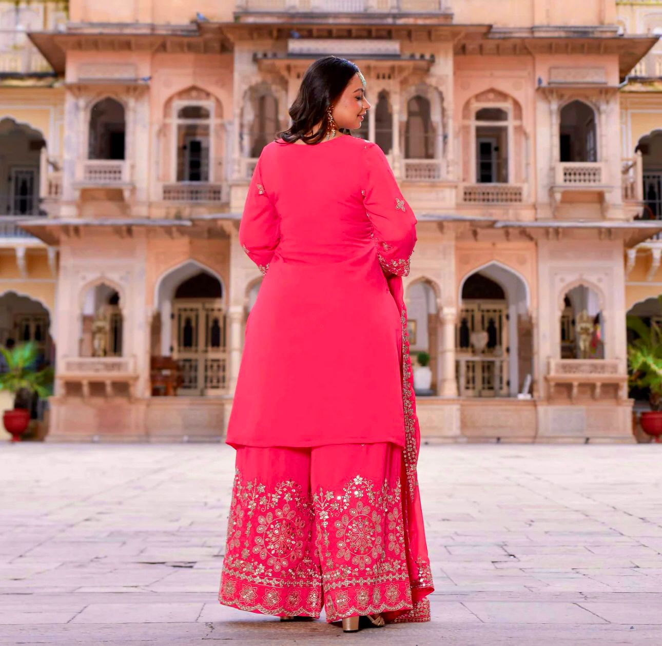 Pink Ready To Wear Palazzo Suit Salwar kameez