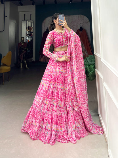 Pink Readymade Wedding lehenga choli with Dupatta for women