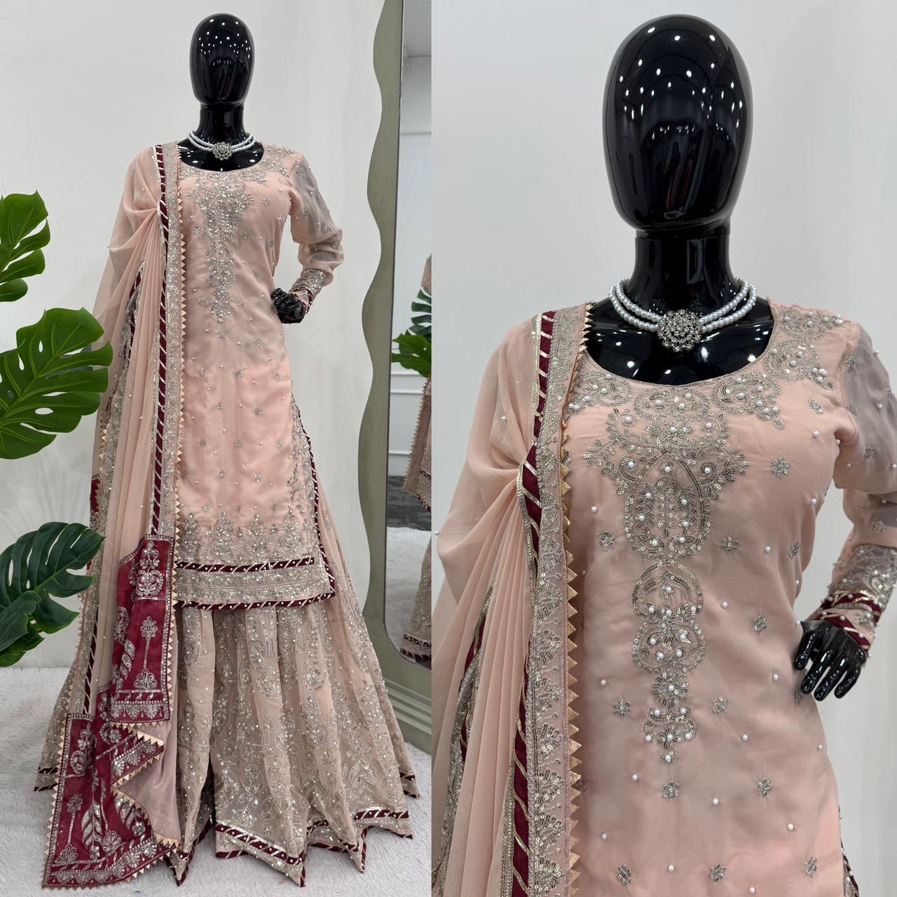 Pink Stitched New Indian Ready To Wear Wedding Suit Salwar Kameez