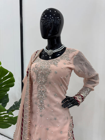 Pink Stitched New Indian Ready To Wear Wedding Suit Salwar Kameez