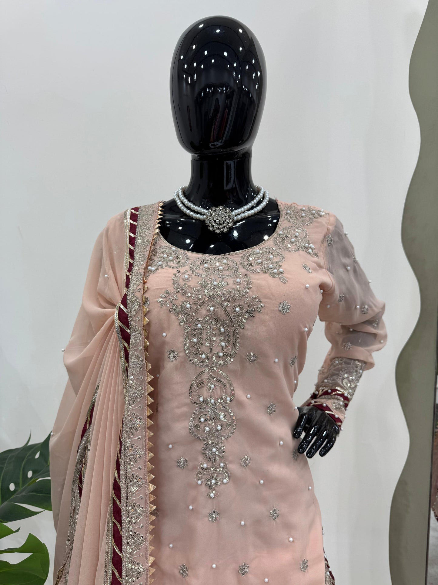 Pink Stitched New Indian Ready To Wear Wedding Suit Salwar Kameez