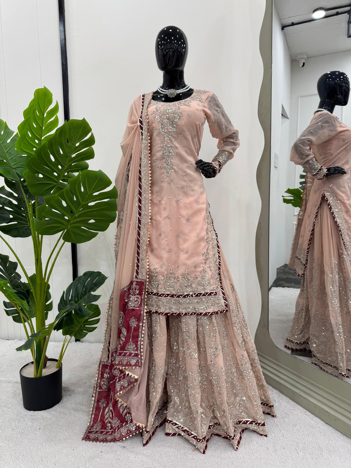 Pink Stitched New Indian Ready To Wear Wedding Suit Salwar Kameez