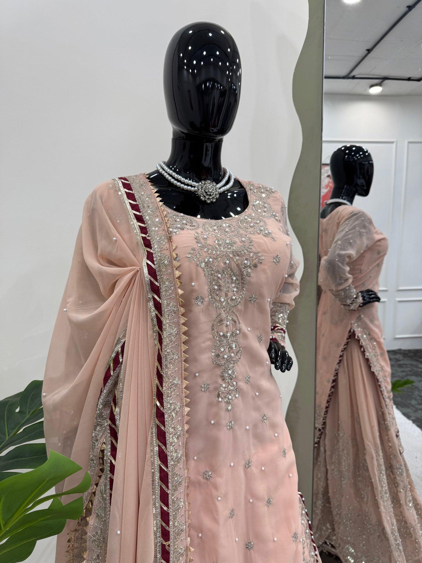 Pink Stitched New Indian Ready To Wear Wedding Suit Salwar Kameez