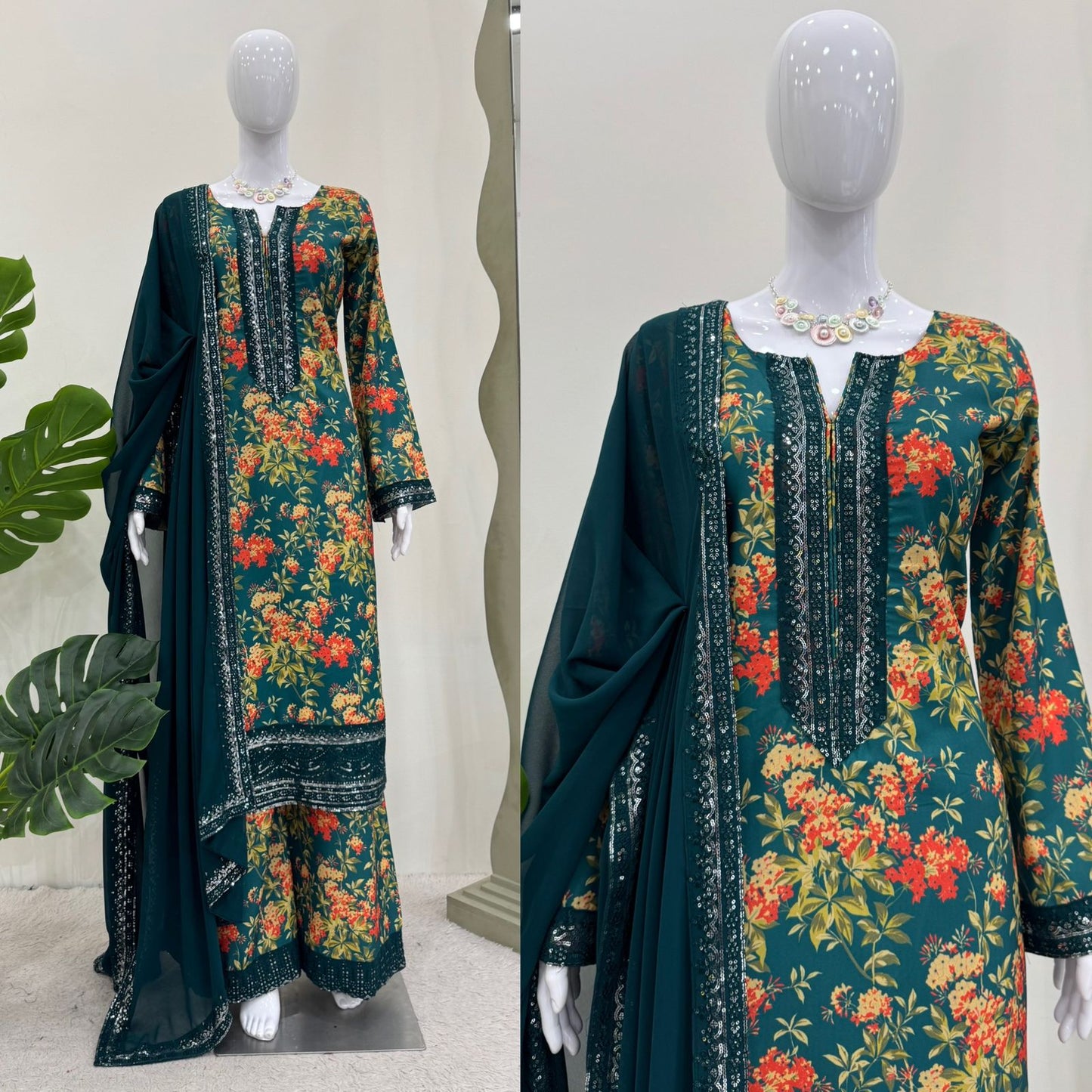 Green Salwar Kameez Readymade Pakistani Stitched New Indian Ready To Wear Wedding Suit