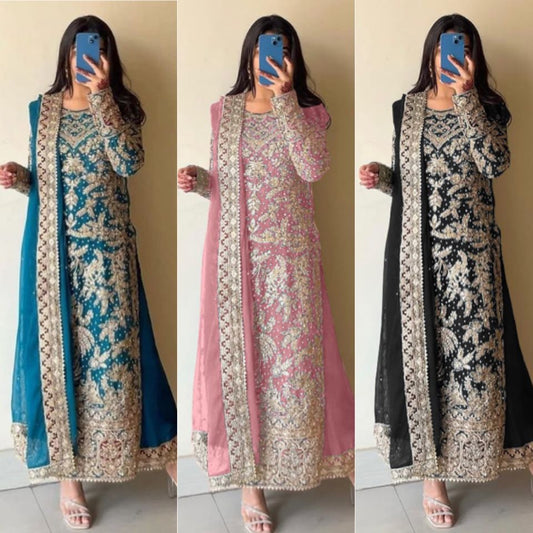 Pink Blue Salwar Kameez Readymade Stitched New Indian Ready To Wear Wedding Salwar Suit