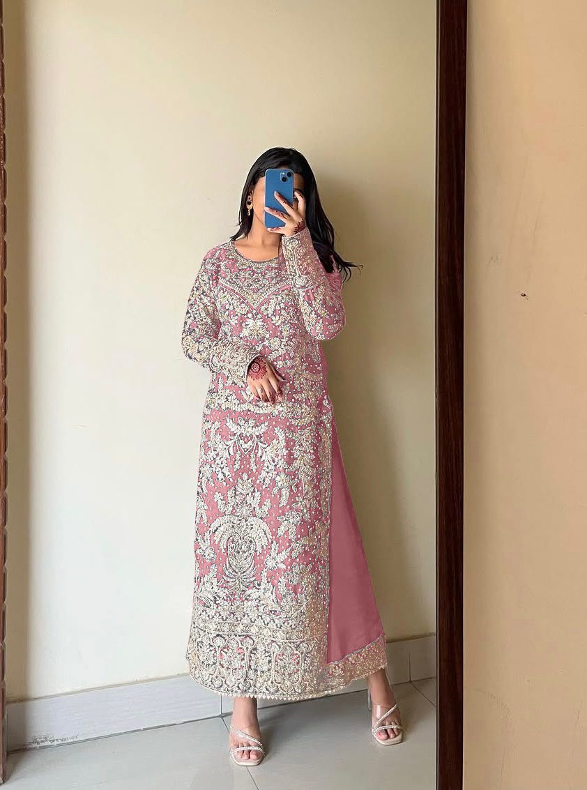 Pink Blue Salwar Kameez Readymade Stitched New Indian Ready To Wear Wedding Salwar Suit