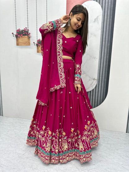 Pink Purple Lehenga Choli Readymade Stitched For Wedding Women Party Skirt Ready To Wear