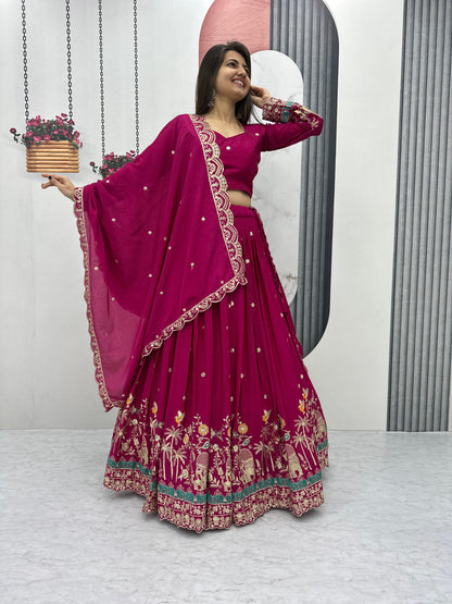 Pink Purple Lehenga Choli Readymade Stitched For Wedding Women Party Skirt Ready To Wear