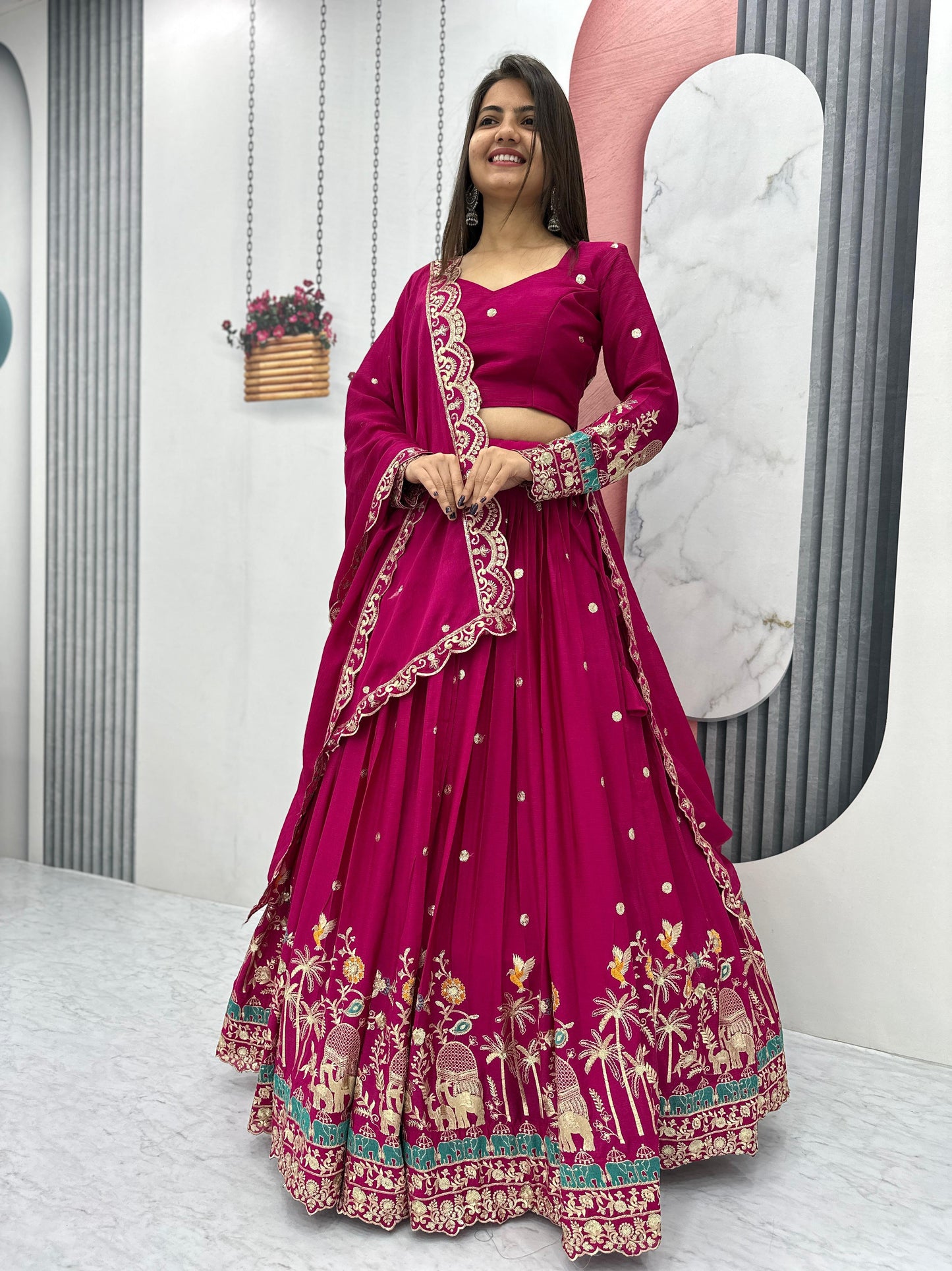 Pink Purple Lehenga Choli Readymade Stitched For Wedding Women Party Skirt Ready To Wear