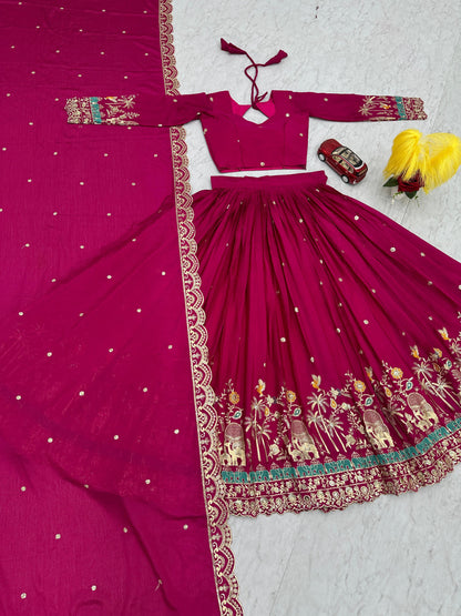 Pink Purple Lehenga Choli Readymade Stitched For Wedding Women Party Skirt Ready To Wear