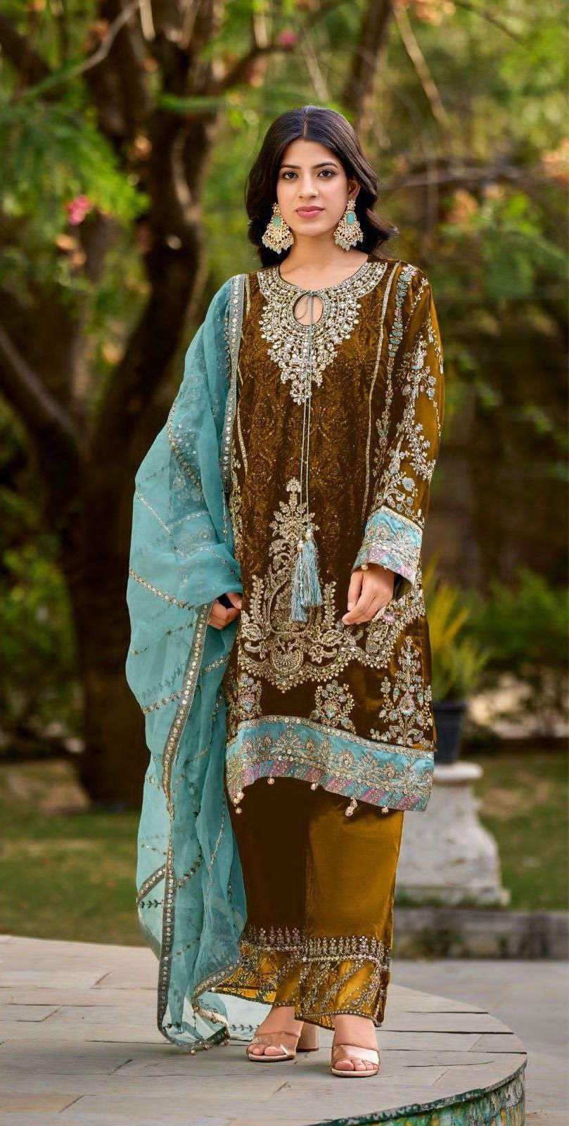 Velvet Salwar Kameez Readymade Pakistani New Indian Ready To Wear Wedding Suit Stitched