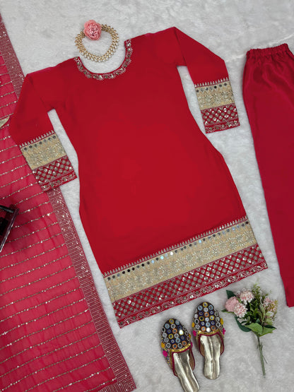 Red Salwar Kameez Readymade Stitched New Indian Ready To Wear Wedding Salwar Suit dress for women