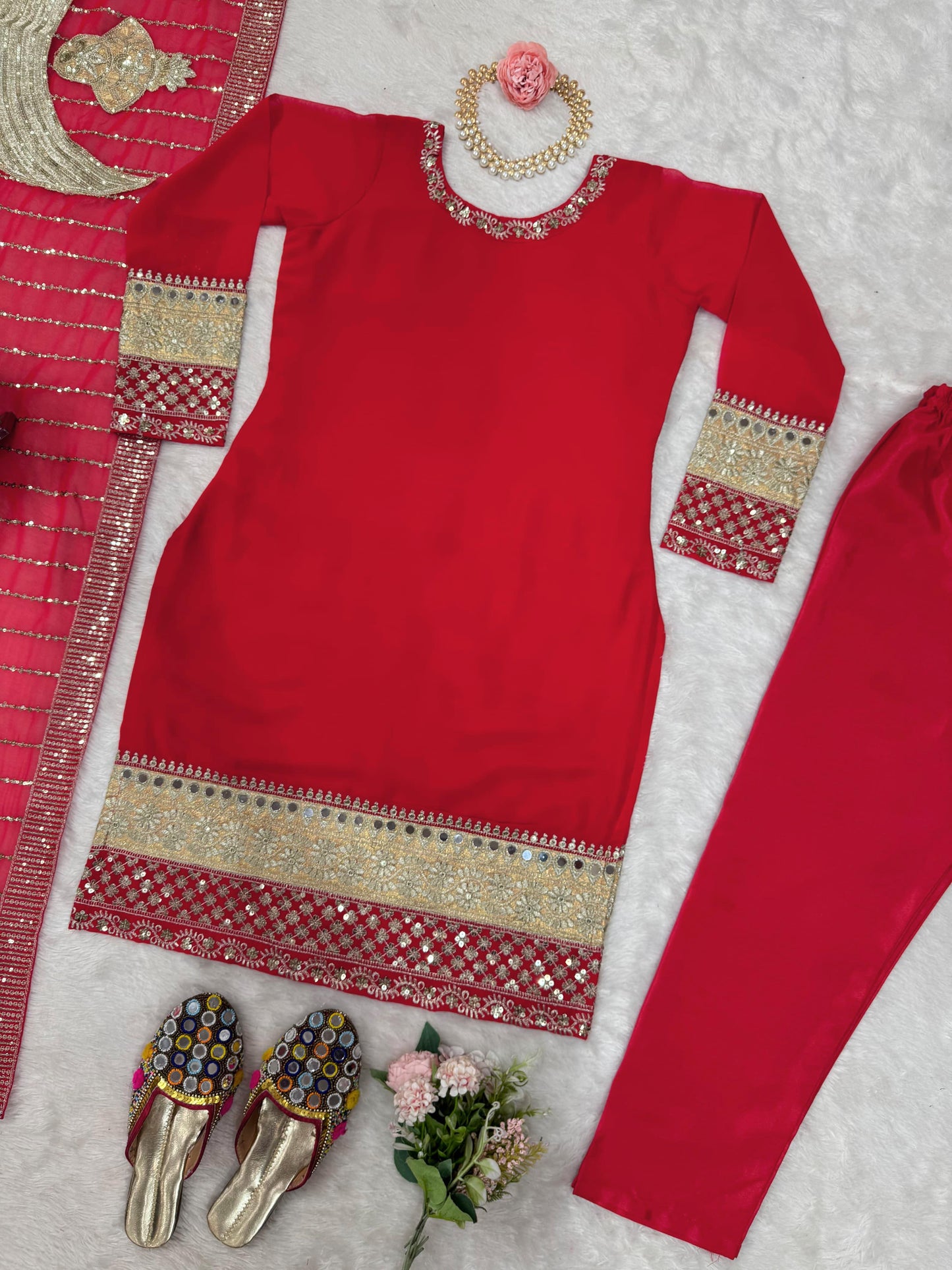 Red Salwar Kameez Readymade Stitched New Indian Ready To Wear Wedding Salwar Suit dress for women