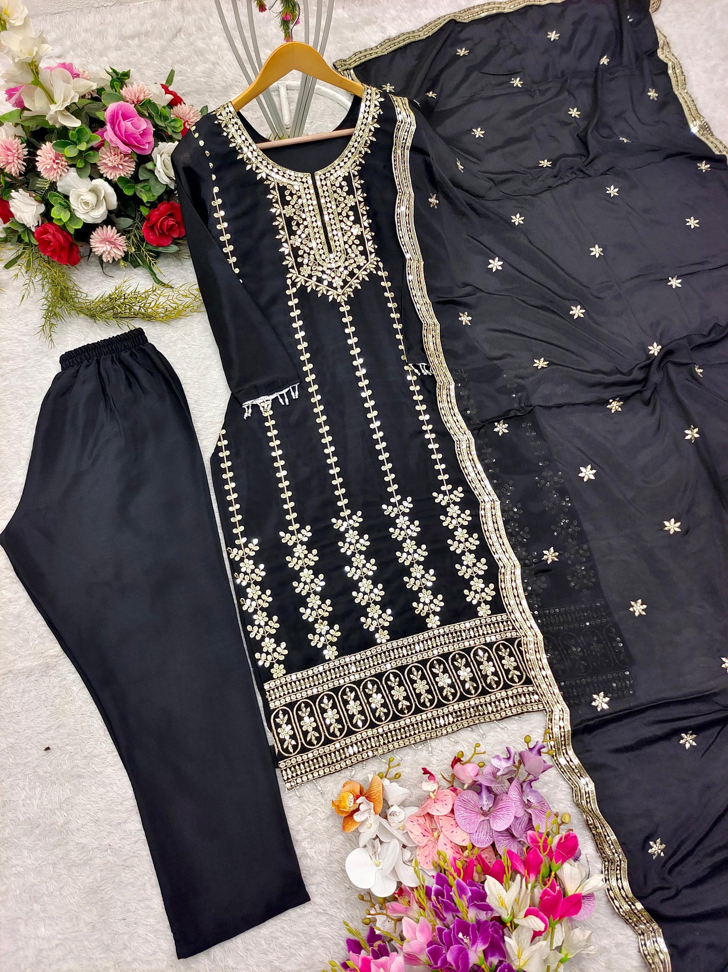 Black Ready To Wear Pakistani Salwar Kameez Indian Suit Readymade Dress