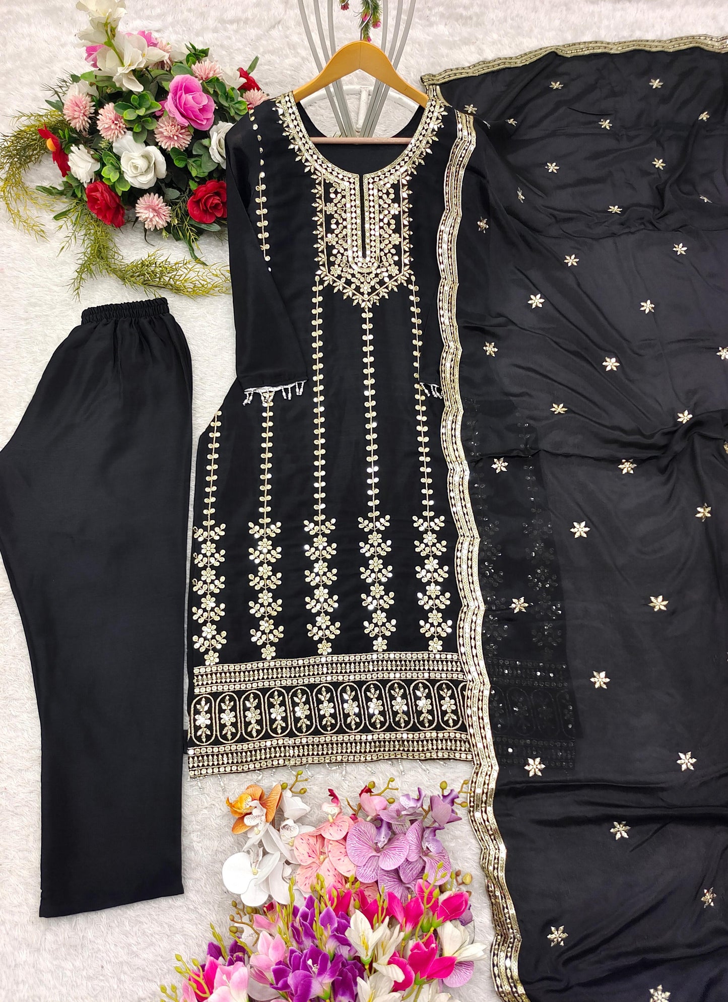 Black Ready To Wear Pakistani Salwar Kameez Indian Suit Readymade Dress