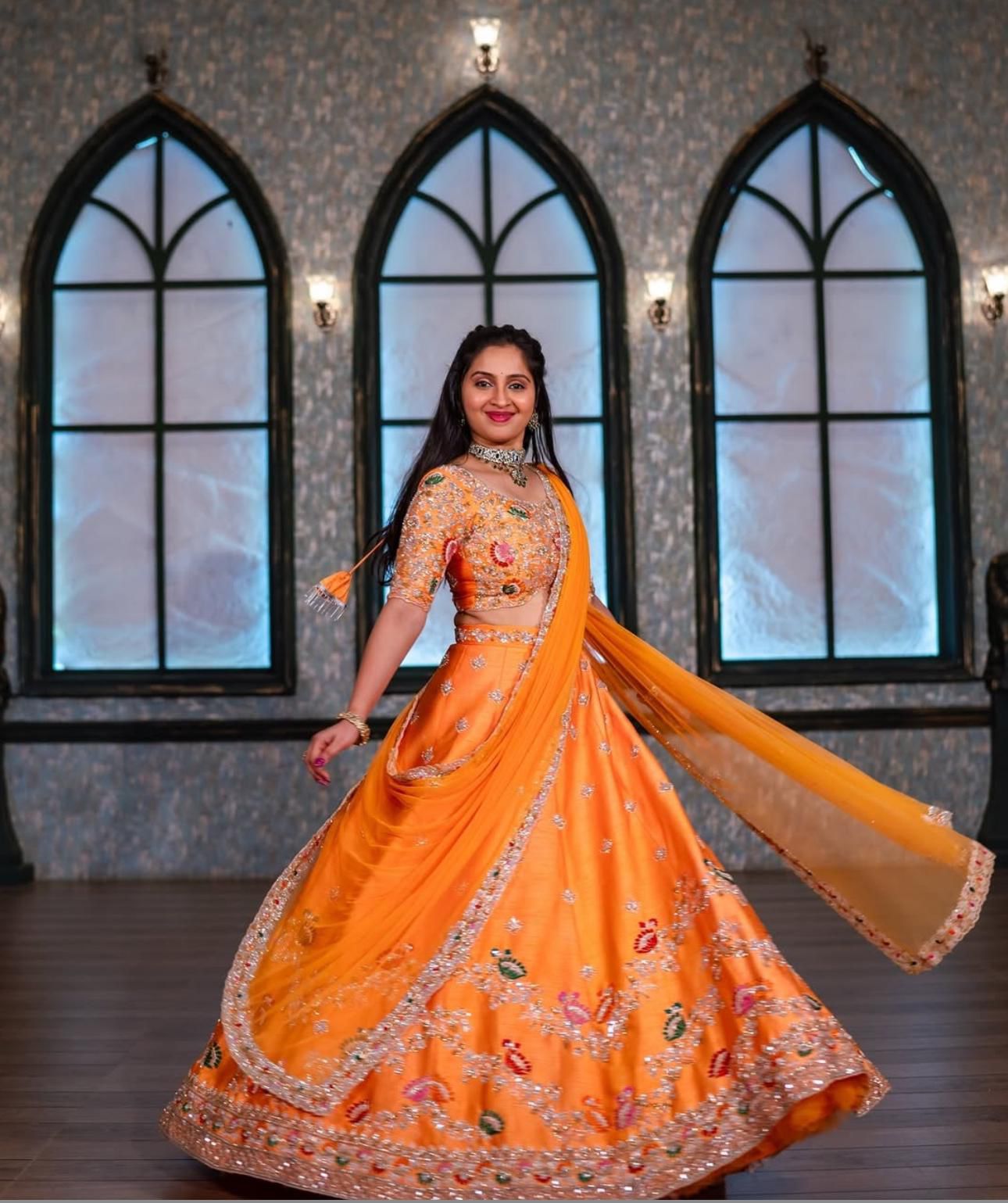 Orange Premium Readymade Wedding lehenga choli with Dupatta for women