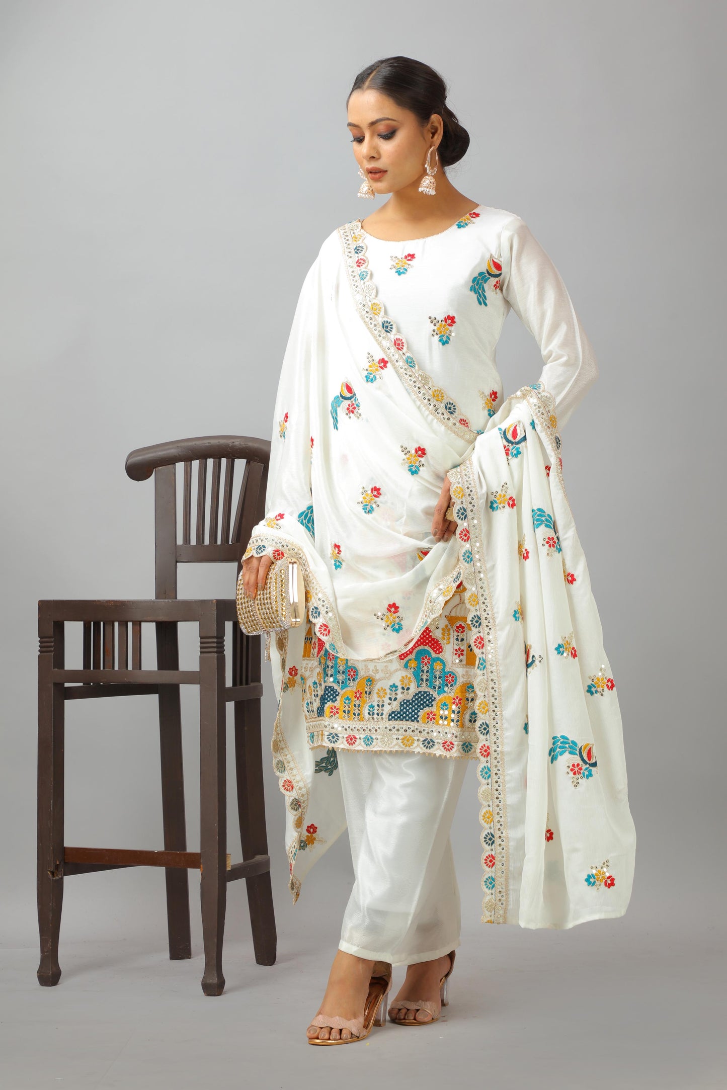 White Designer Salwar kameez Indian Readymade dress suit