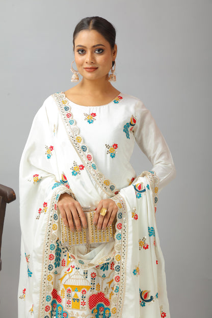 White Designer Salwar kameez Indian Readymade dress suit