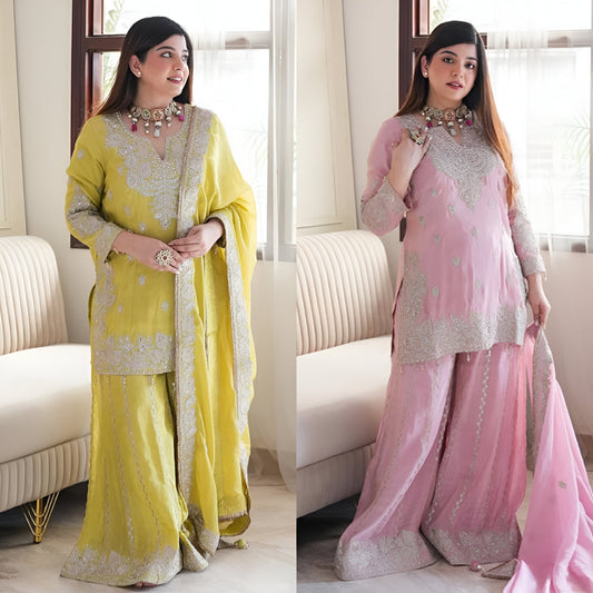 Yellow Pink Salwar Kameez Readymade Stitched New Indian Ready To Wear Wedding Festival Salwar Suit