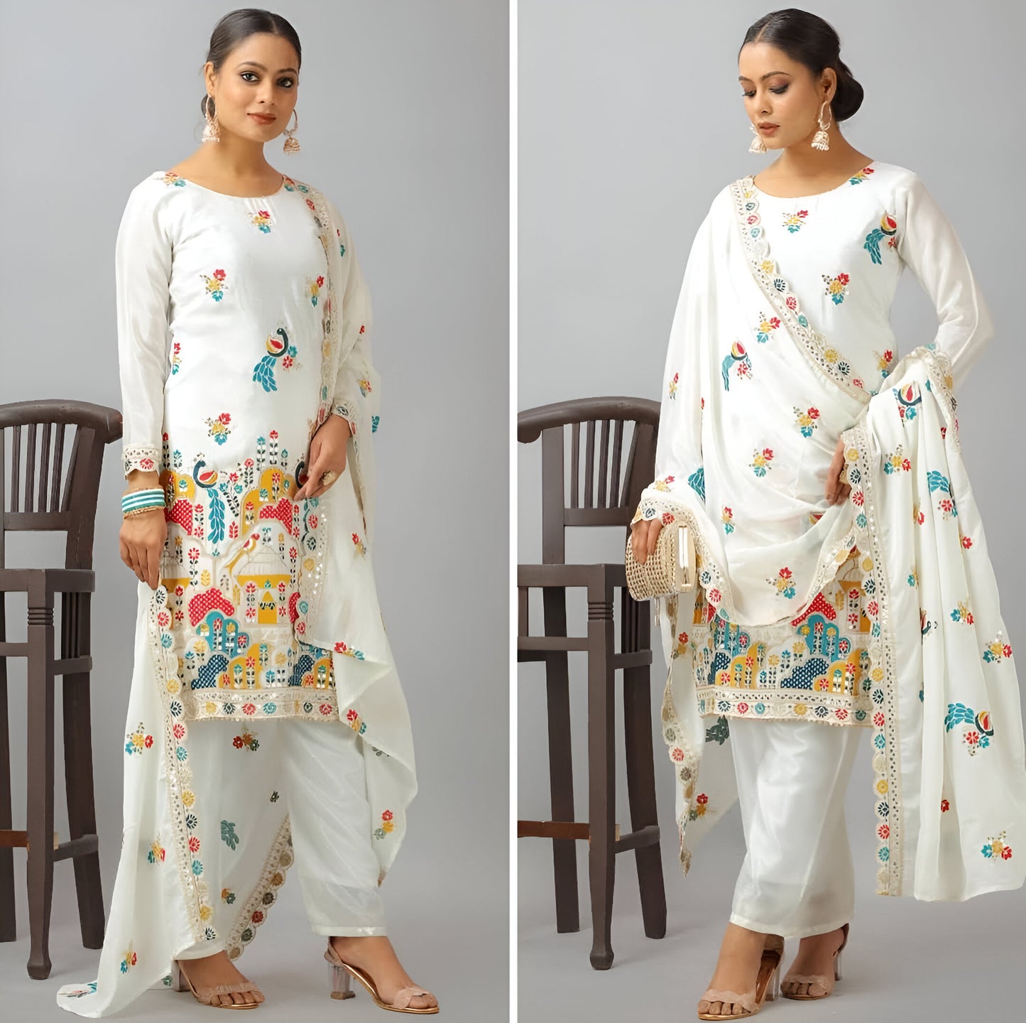 White Designer Salwar kameez Indian Readymade dress suit