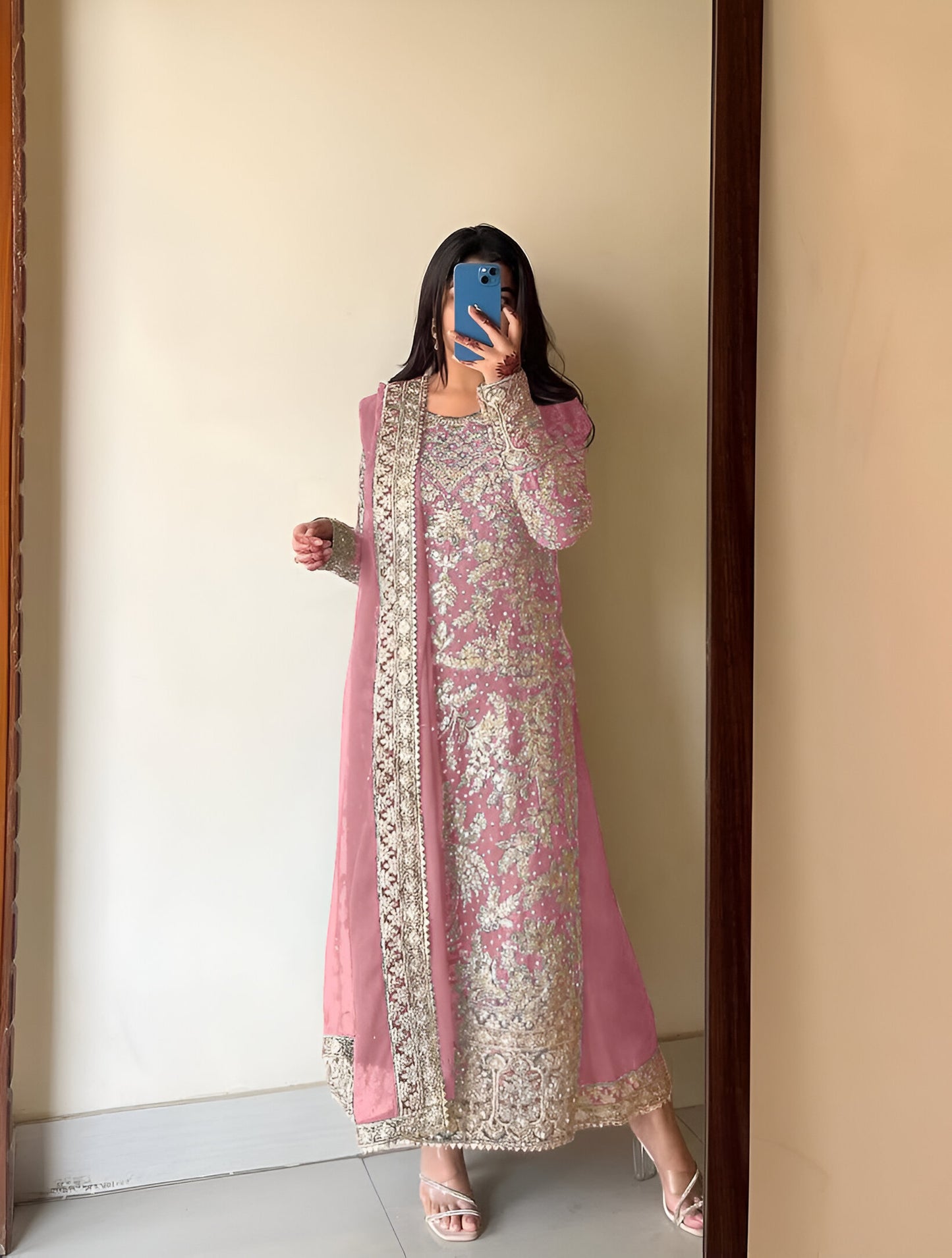 Pink Blue Salwar Kameez Readymade Stitched New Indian Ready To Wear Wedding Salwar Suit